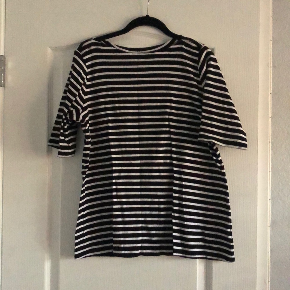 Plus size boat neck striped top.